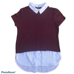 Dark purple Polka Dot Short Sleeves Top